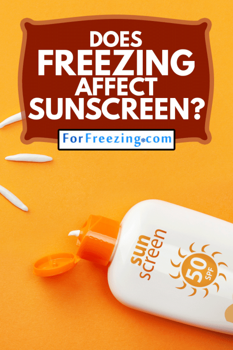Plastic bottle of sun protection and white sun-shaped cream, Does Freezing Affect Sunscreen?