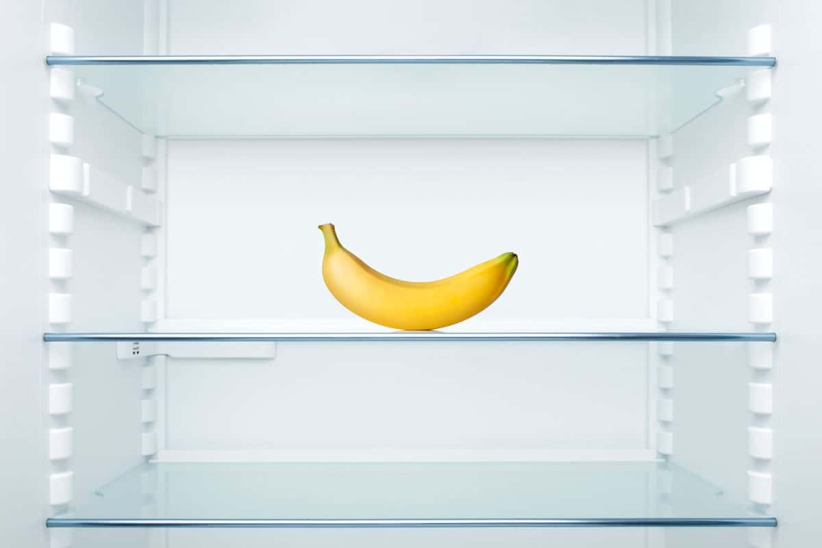 Banana in an empty fridge