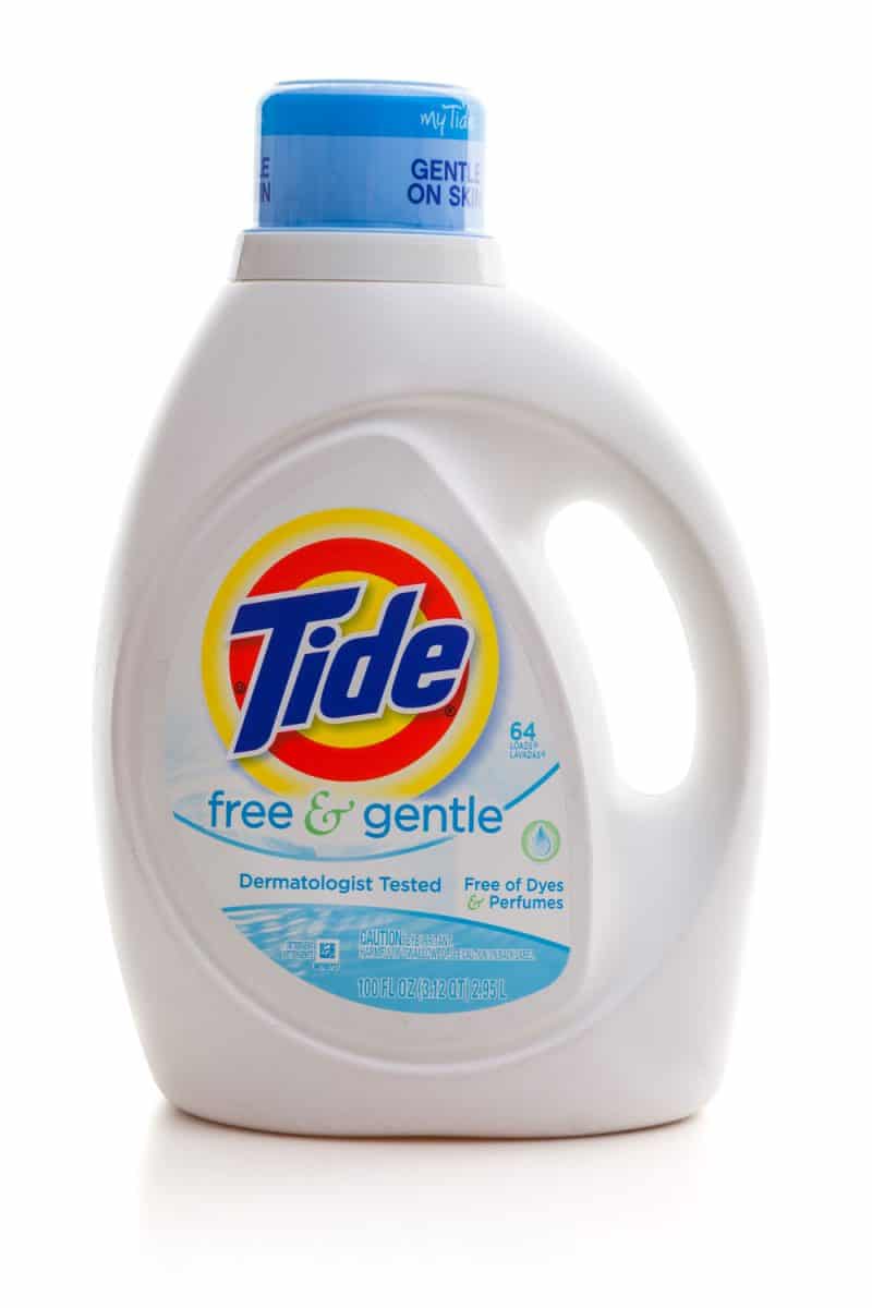 A tide detergent placed on a white background