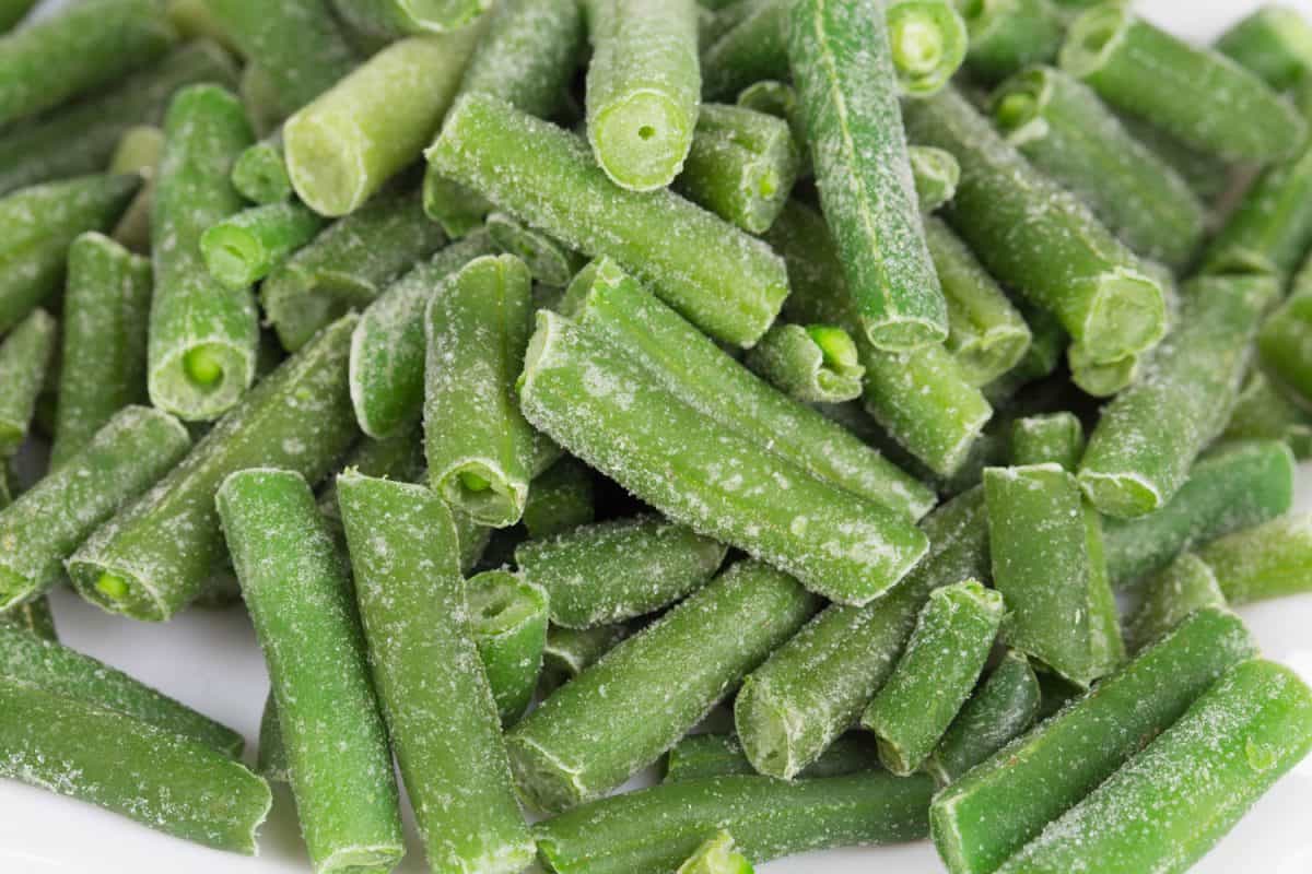 Frozen beans as a background. It occupies the entire surface of the image