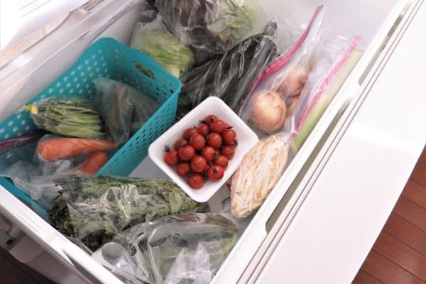 Vegetables and other spices inside a huge chest freezer , How To Hide A Chest Freezer