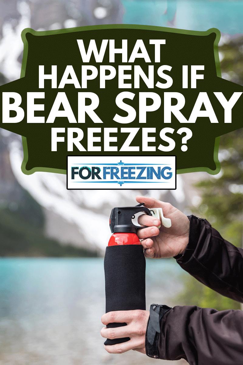 Close Up Of A Woman Hand Holding Bear Spray In Forest While Hiking at Moraine Lake, What Happens If Bear Spray Freezes?