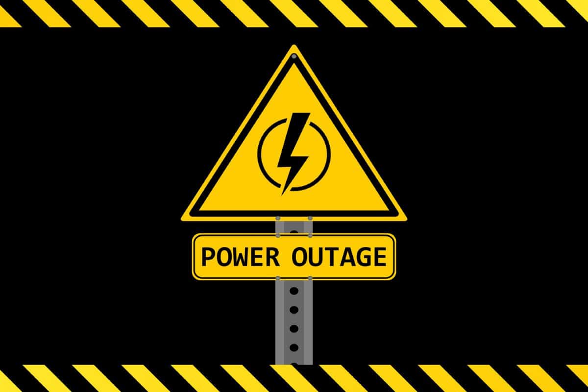 A power outage sign