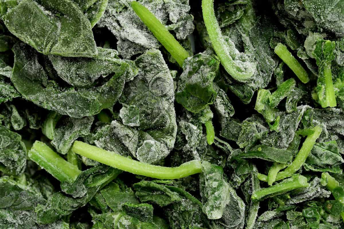 Detailed photo of frozen spinach