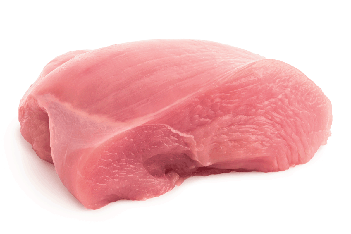 Half of raw turkey breast isolated on white.