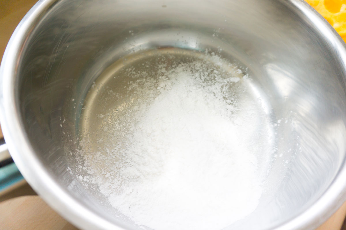 A stainless bowl will sugar