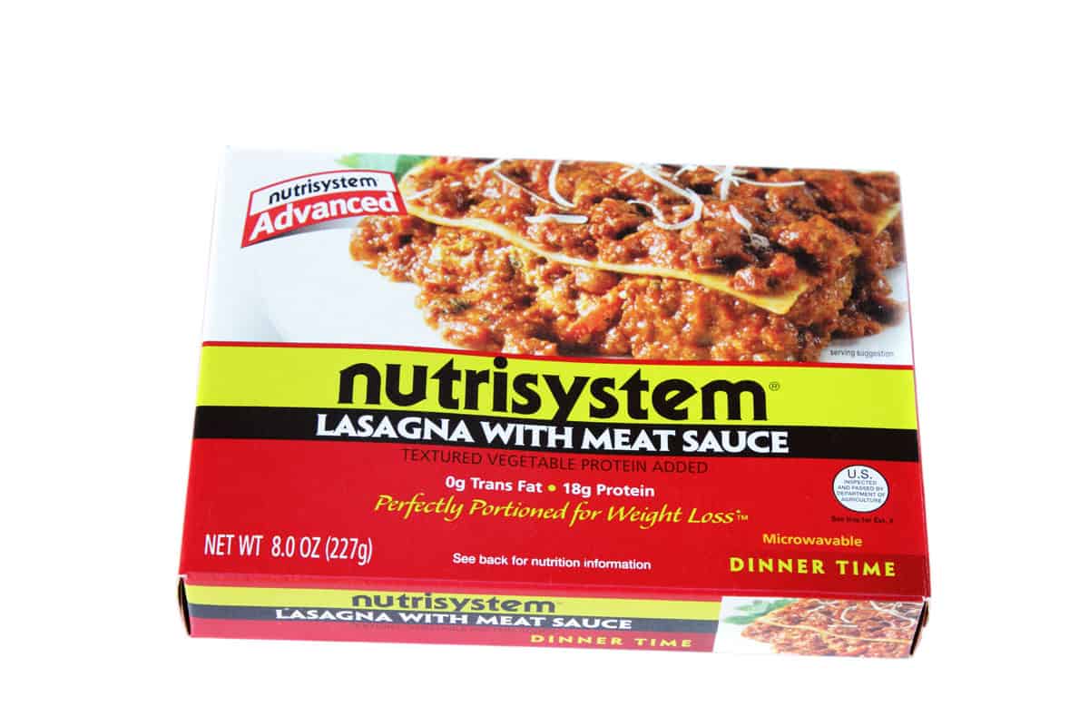 A package of Nutrisystem Lasagna with Meat Sauce