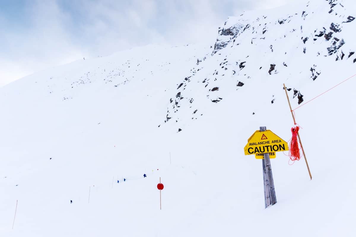Avalanche area danger warning sign