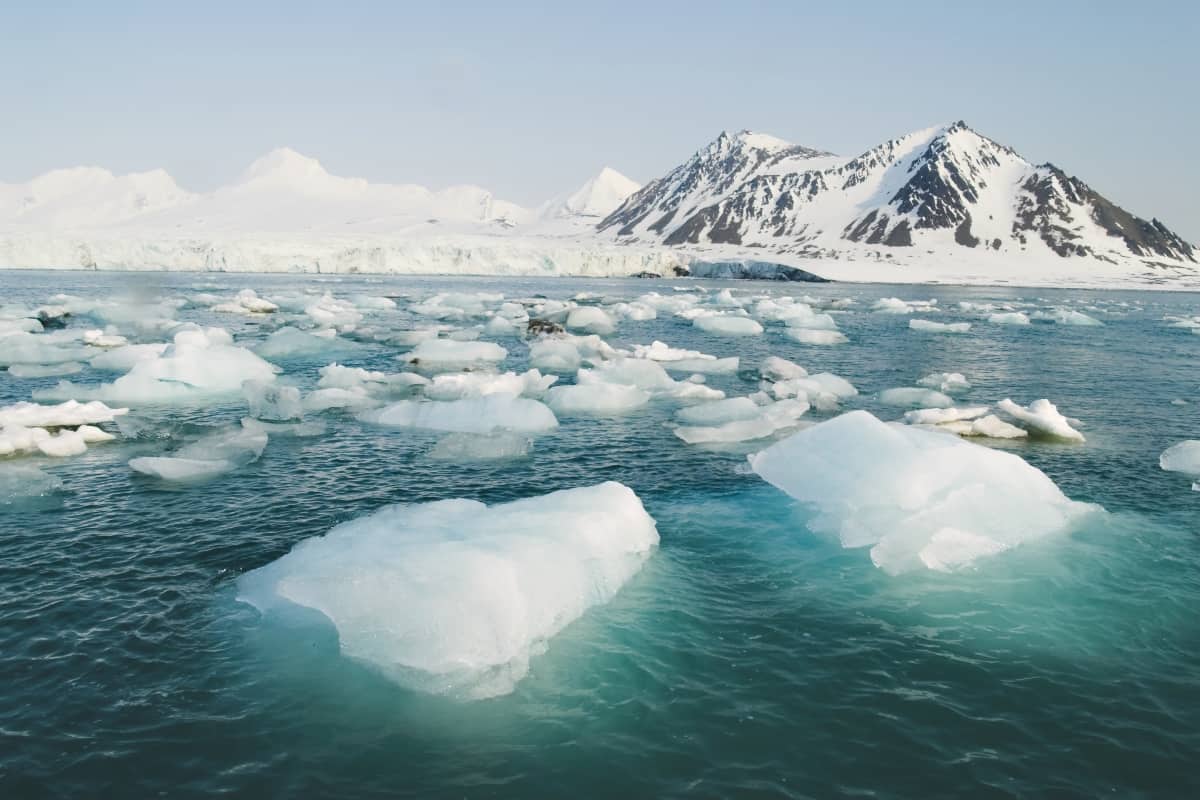 Glacier ice floating in the sea, Arctic