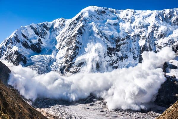 Power of nature. Avalanche in the Caucasus