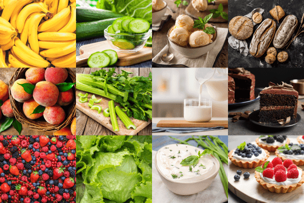Collaged photo of different veggies, fruits, baked goods, and dairy products, The effects of freezing and thawing on the texture and taste of food
