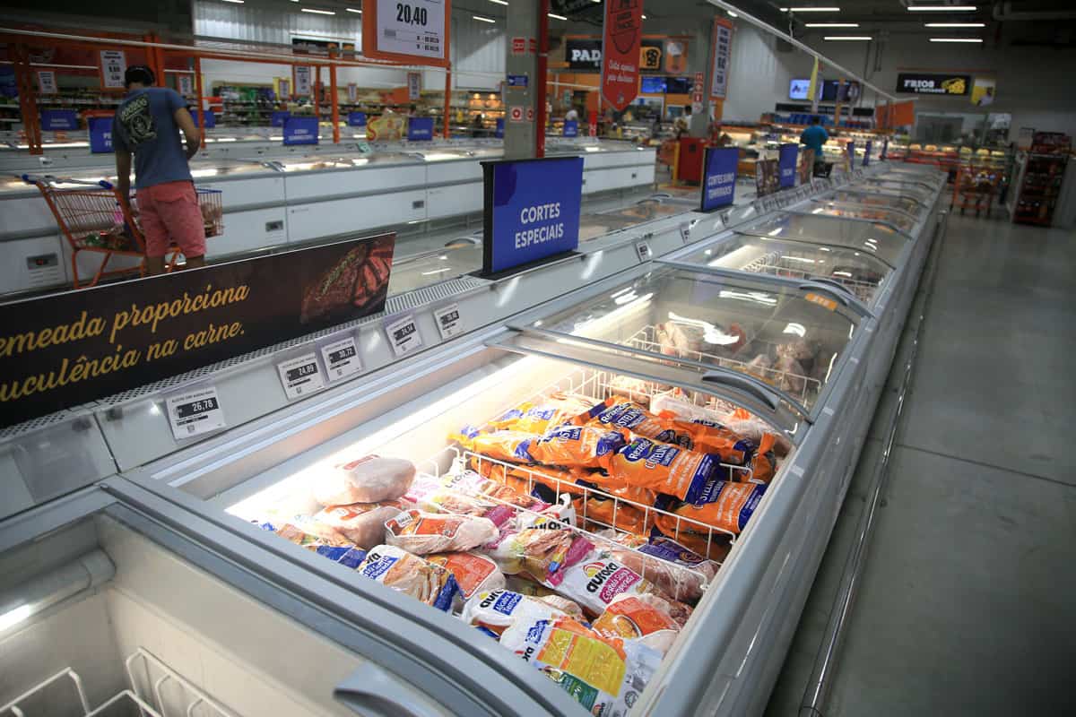 frozen food in a supermarket area in the city of Salvador a sliding freezer type